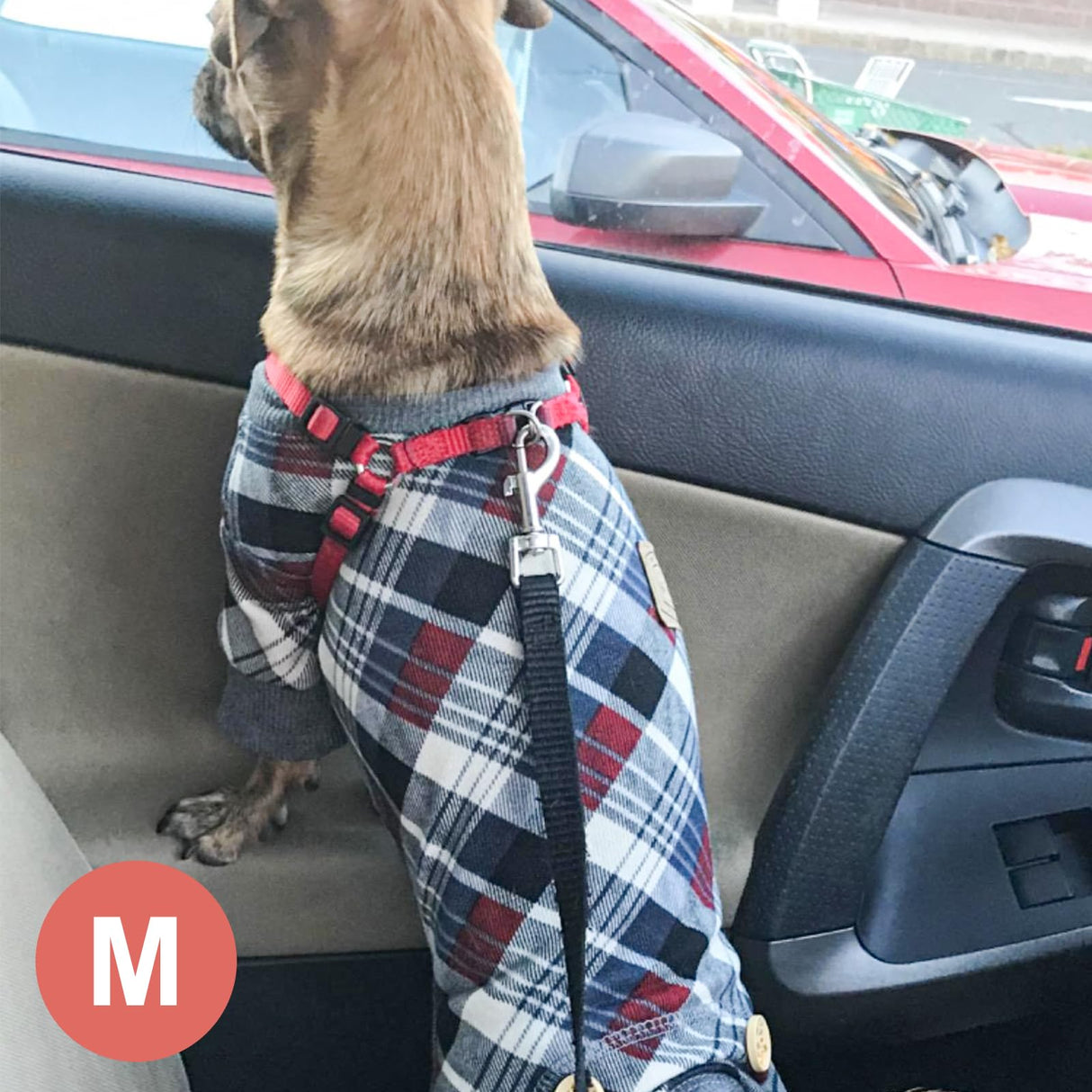 KYEESE Dog Pajamas Plaid Dog Pajamas for Small Dogs Boy Girl Comfy Coat Soft Doggie Jammies Stretchy Onesie Pet Clothes Velvet Pjs, Grey, Medium