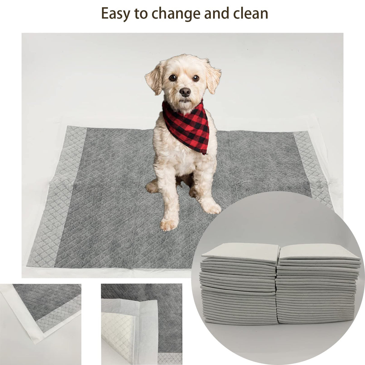 MUYG 100 Pcs Rabbit Pee Pads,Puppy Potty Training Pad Small Animals Super Absorbent Disposable Cage Liners Bamboo Charcoal Quick-Dry Mats for Rabbits Hedgehogs Chinchillas Cats Dogs(13x18In)