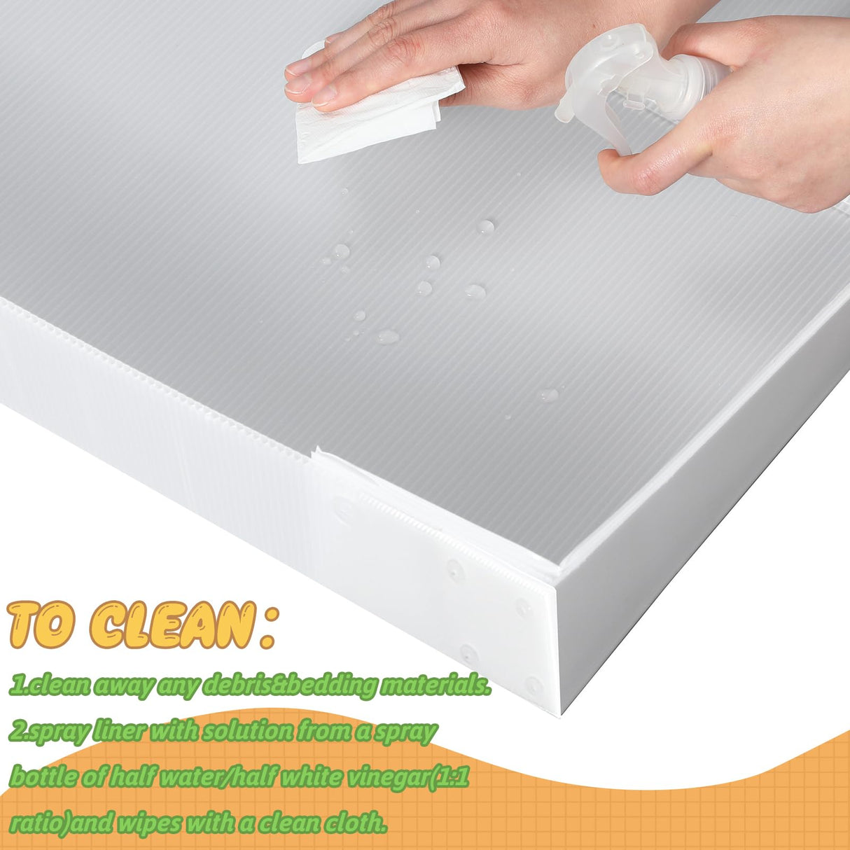 Wenqik 2 Pcs Guinea Pig Cage Liner Corrugated Plastic Cage Liner Base 2 x 4 Panel Size Guinea Pig Cage Bottom for Small Animals Hedgehogs Rabbits Cages Tray, 55 x 27 Inch(White)