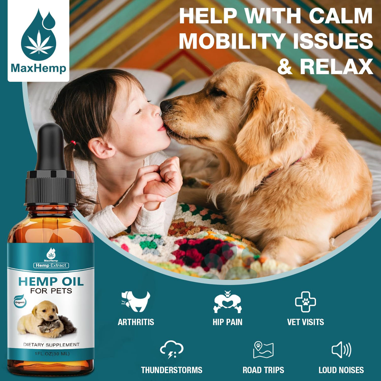 Pet Неmр Oil for Dogs and Cats - 2 Packs Organic Oil for Anxiеty Strеss Pαin Holistic Inflammation Rеlief - Pet Неmр Drops for Joint Hip Arthritis, Calming Drop - Organic Pets Treats
