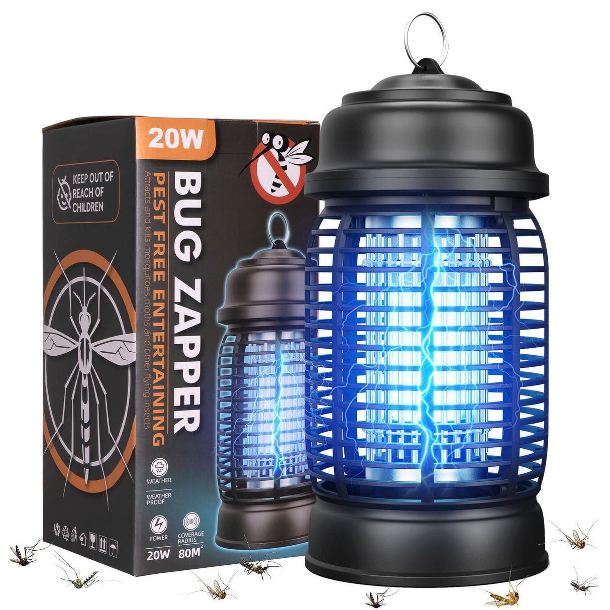 DEEZEE Bug Zapper Outdoor, 4200V Mosquito Zapper Indoor,20W Electric Fly Zapper ,Insect Zapper&Mosquito Killer lamp for Home, Patio, Kitchen, Backyard, Camping, Plug-in