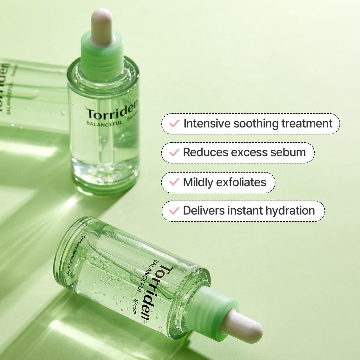 Torriden BALANCEFUL Cica Serum, Facial Essence that Instantly Hydrates, Balances, Soothes and Calms with 5 Different Centella Asiatica Extract for Oily, Combo, and Sensitive Skin