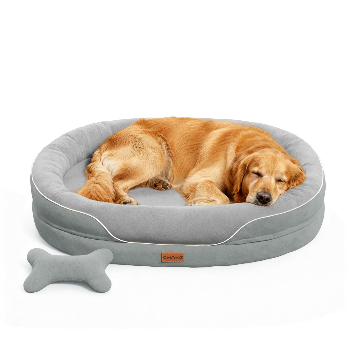 CWAWZ XL Orthopedic Dog Bed, Extra Large Dog Bed, Dog Sofa for Large Sized Dogs with Full-Surround Bolsters, Dual-Sided Dog Cooling Bed with Memory Foam, Washable Sofa with Nonslip Bottom, Light Grey