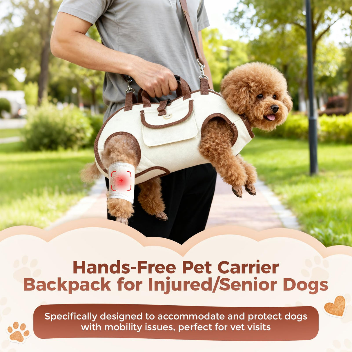 Atiansen Hands Free Dog Backpack Carrier for Small Dogs, Yorkie Shoulder Carrier Sling Backpack Carriers Dog Lift Harness Portable Breathable Pet Carrier Backpack for Small Puppies (S, 4.4-8.8 lbs)