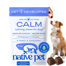 Load image into Gallery viewer, Native Pet Calming Chews for Dogs - Melatonin for Dogs Anxiety Relief - Grain Free All Natural Hemp Calming Treats & L-Theanine Helps Manage Stress & Separation Anxiety - Puppy Sleep Aid - 120 Chews