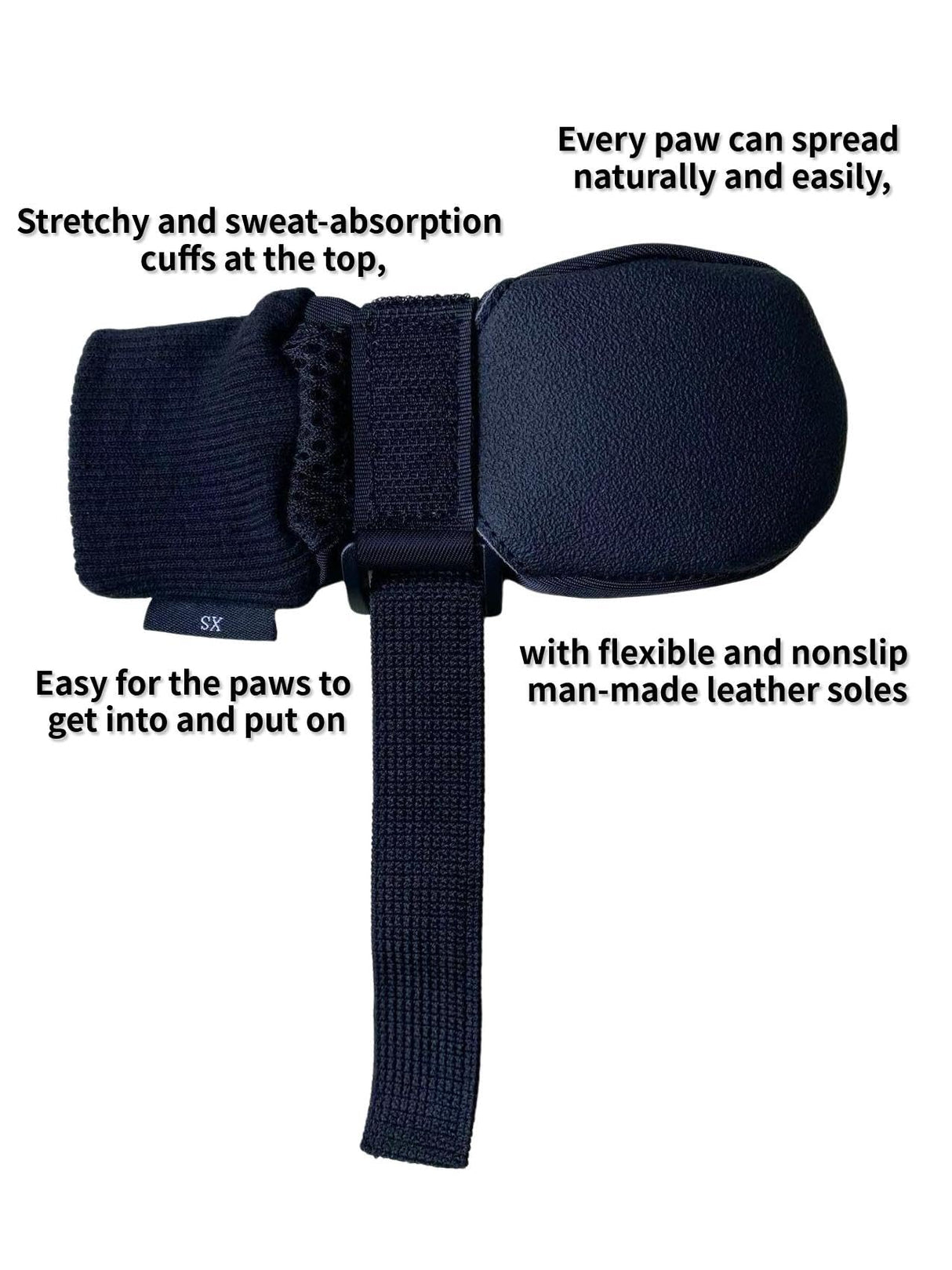 LONSUNEER Paw Protector Dog Boots, Dog Shoes Breathable, Dog Booties with Soft and Nonslip Soles, Set of 4, Color Black Size X-Small