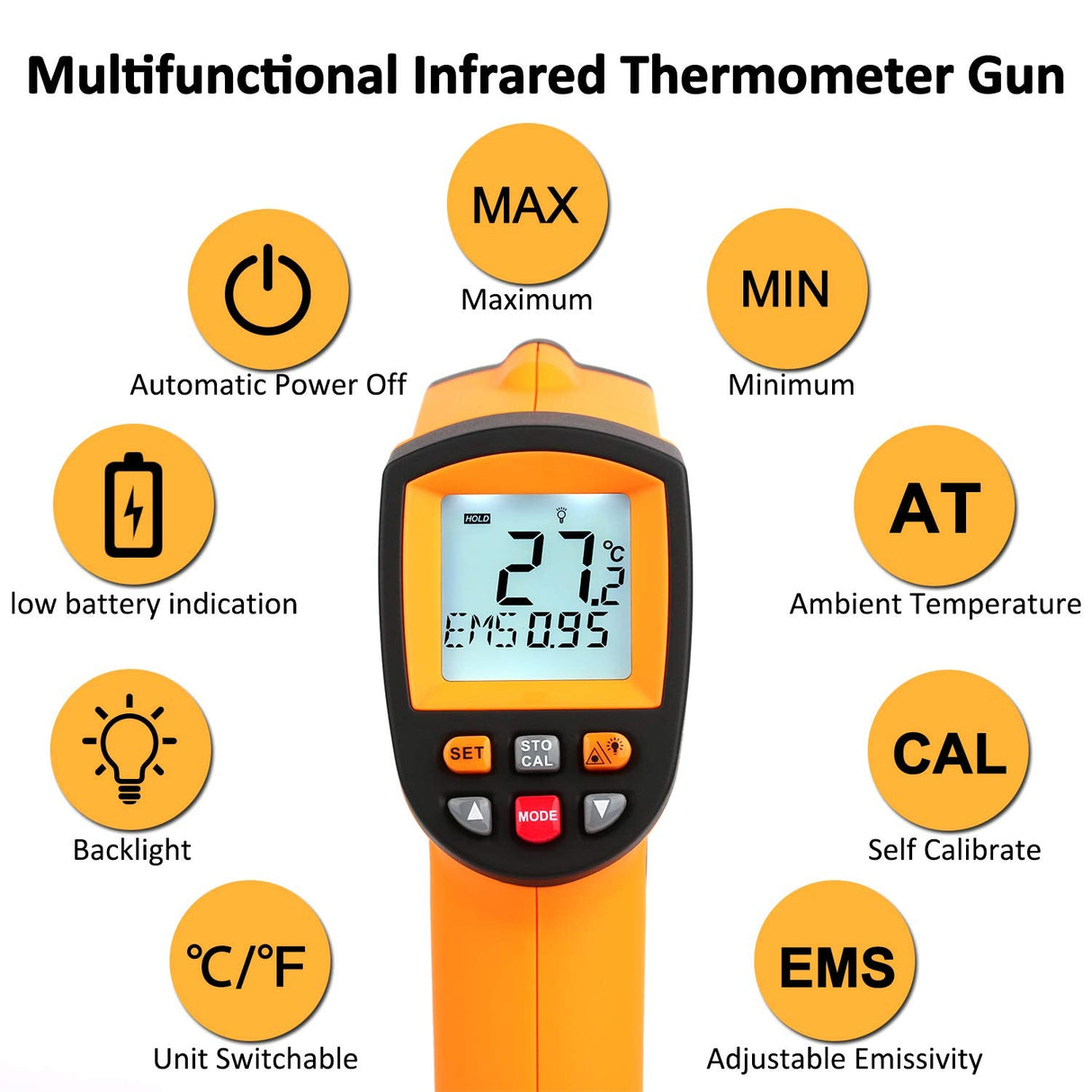 Infrared Thermometer (Not for Human)-58°F to 1382°F, Non-Contact Laser Temperature Gun with Alarm& Data Saving, Temperature Thermometer Measuring Gun for Kitchen Cooking, BBQ, Ovens…