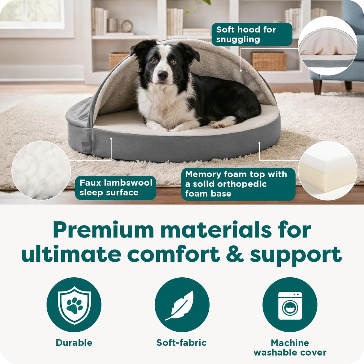 Furhaven 35" Round Memory Foam Dog Bed for Large/Medium Dogs w/ Removable Washable Cover, For Dogs Up to 50 lbs - Sherpa & Suede Snuggery - Espresso, 35-inch