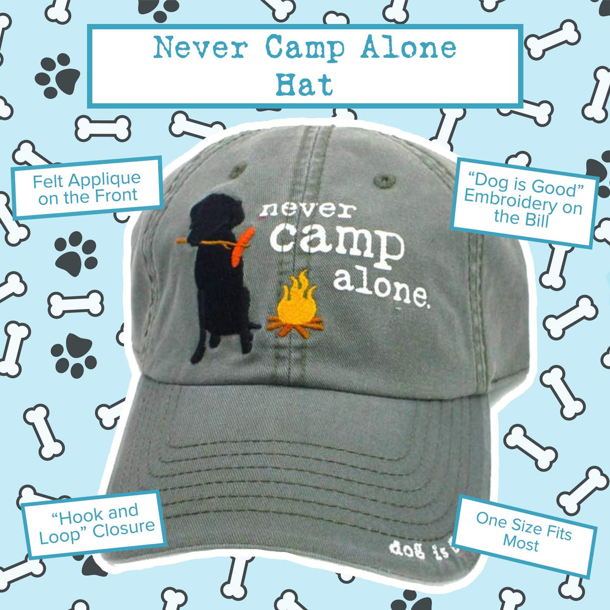Dog is Good Signature Hat Never Camp Alone - Great Gift for Dog Lovers, for Men and Women