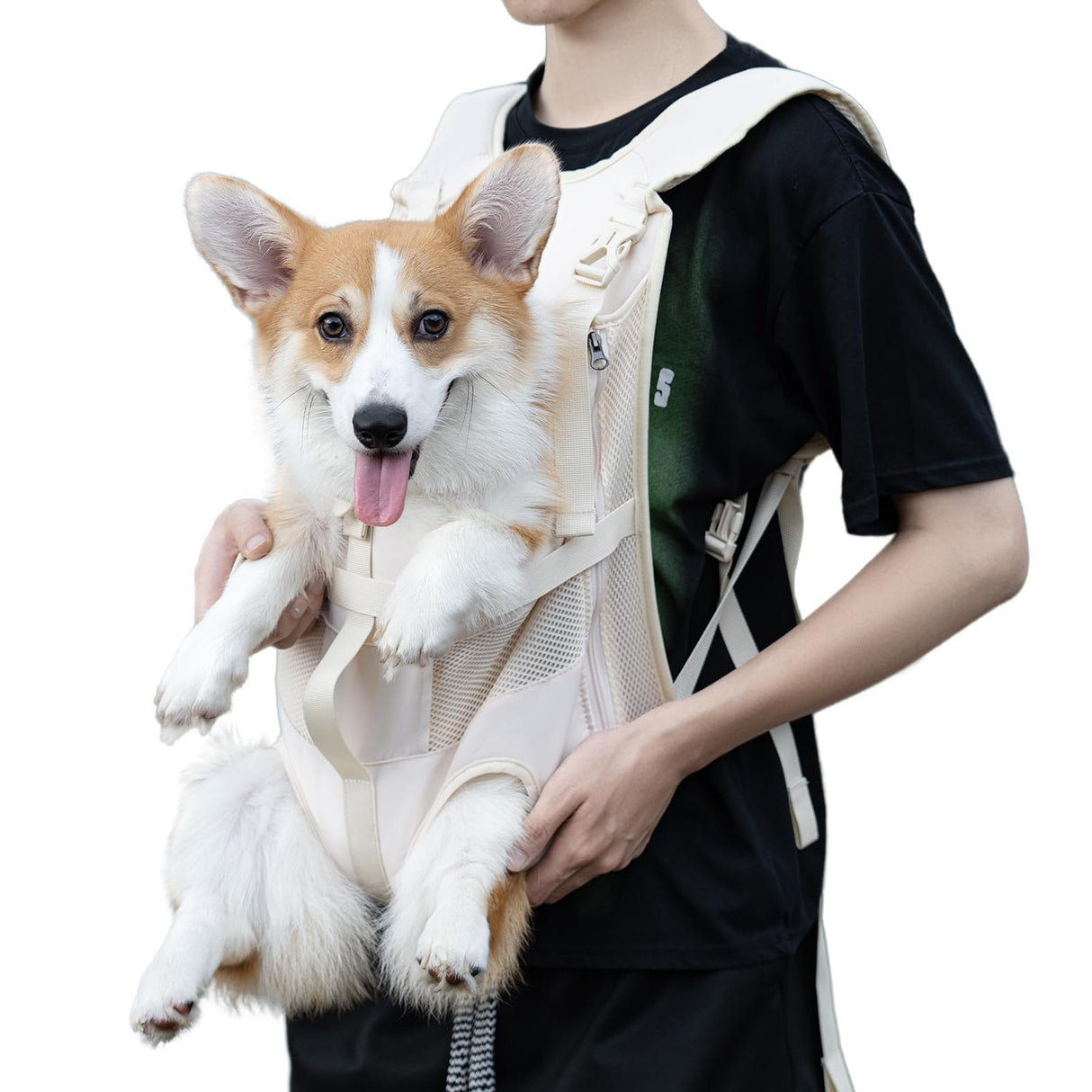 Wakytu Dog Front Carrier Backpacks for Small Dogs, Legs Out Pet Carrier Sling Backpack with Adjustable Padded Ventilated Shoulder Straps, Easy-Fit for Traveling Hiking Camping