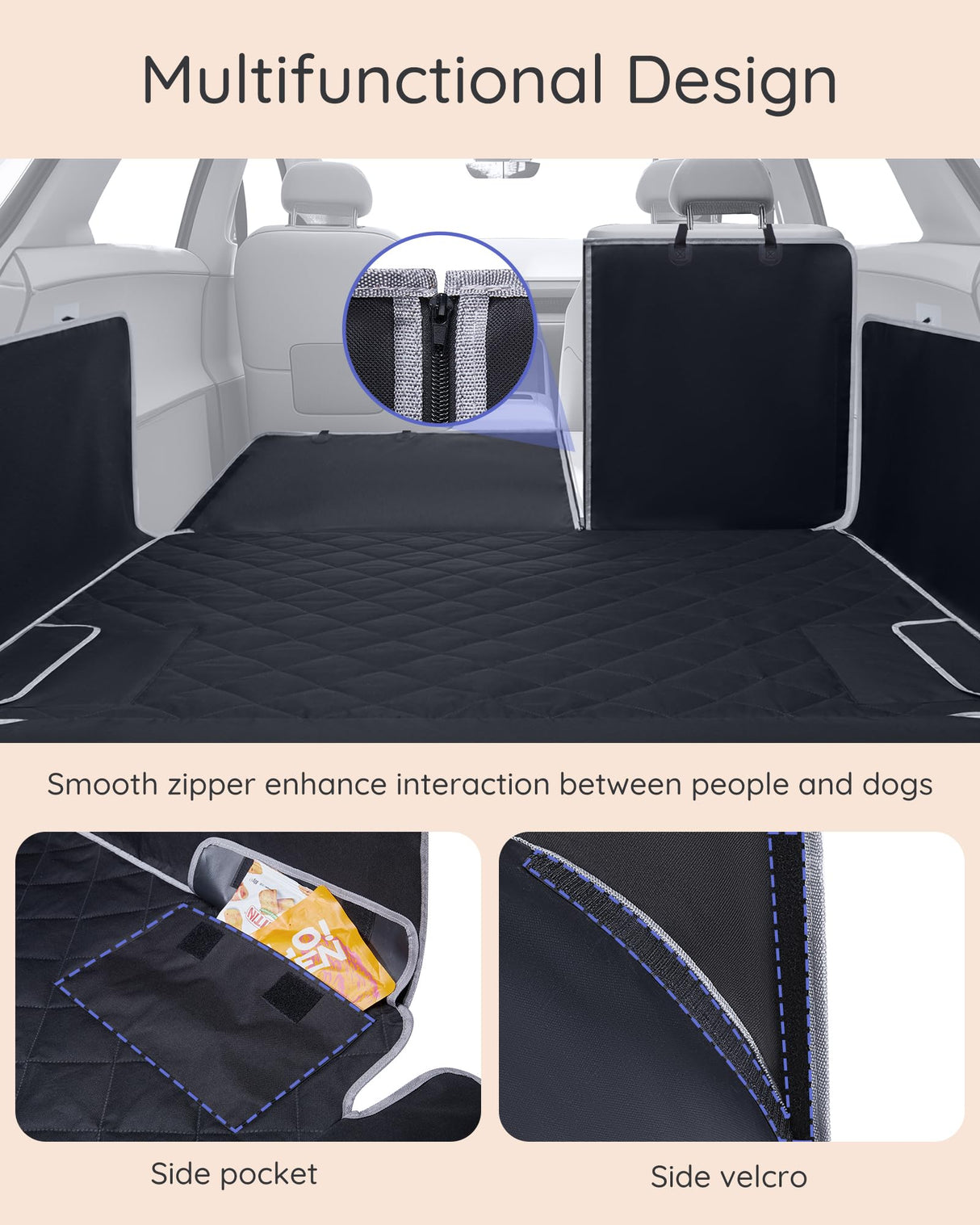 NOBLE DUCK SUV Cargo Liner Waterproof Scratch-Resistant for Dogs Pet Trunk Mat with Non-Slip Bumper Flap Protector Heavy-Duty Cover for Sedans SUV