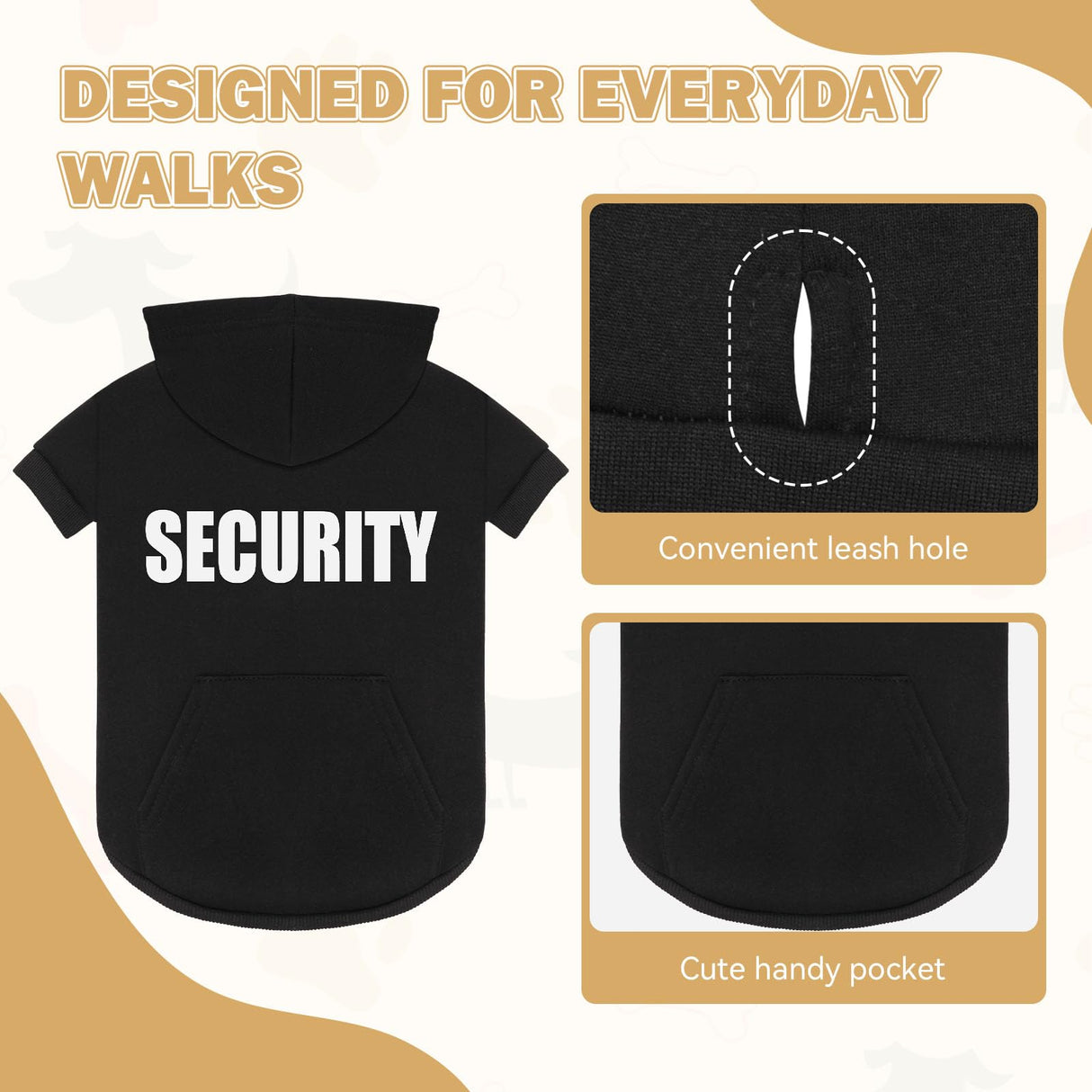 4XL Dog Sweaters for Large Dogs,Security Dog Hoodie,Warm Brushed Fleece Sweatshirt with Hood & Pocket,Leash Hole,Cozy Cold Weather Pet Clothes Sweater Hoodie for Large Dogs,4XL