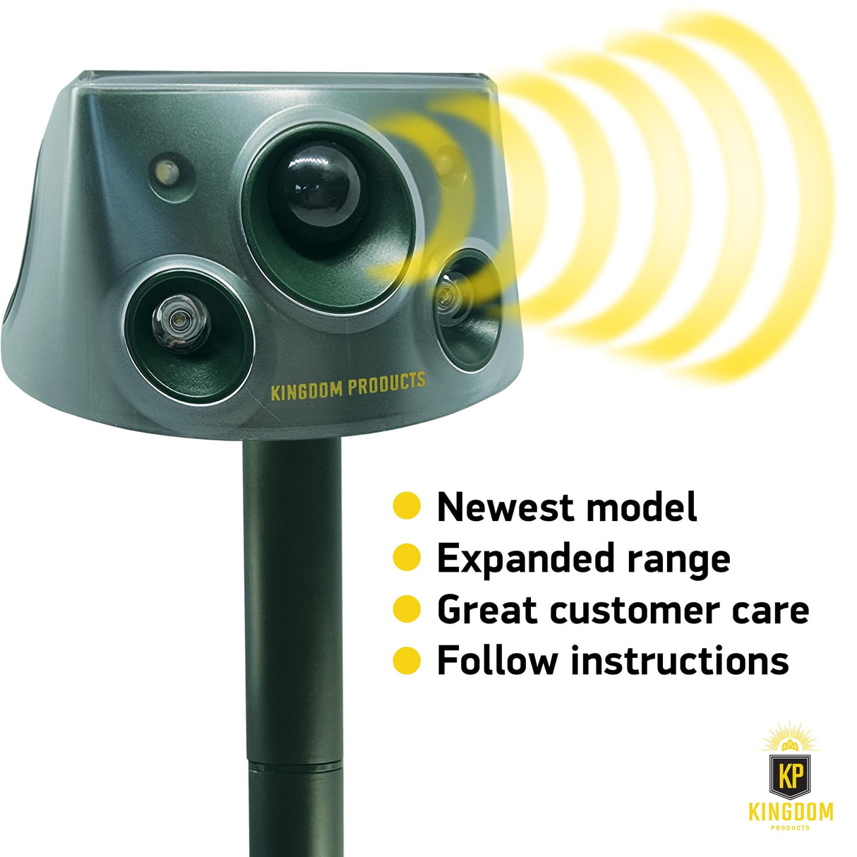 Latest 2024 Expanded Detection Range Solar Animal Repeller - Animal Repellent Outdoor with Automatic Frequencies, 2 Motion Sensors, 8 Stronger LED Lights, 2 Alarms at 360° and USB Cable