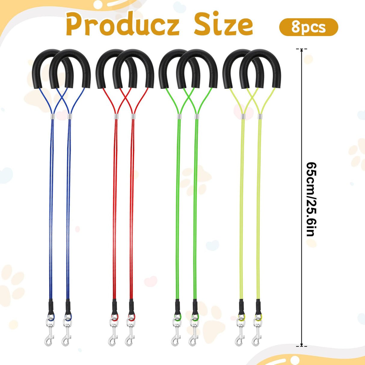 Oqqlin 8 Pcs Pet Grooming Loops, 24.5 Inch Adjustable Dog Restraint Noose Loop 4 Colors Sturdy Dog Cat Bathing Safety Tether for Pet Grooming Table, Bathtub for Pets, Cat, Dogs Bathing