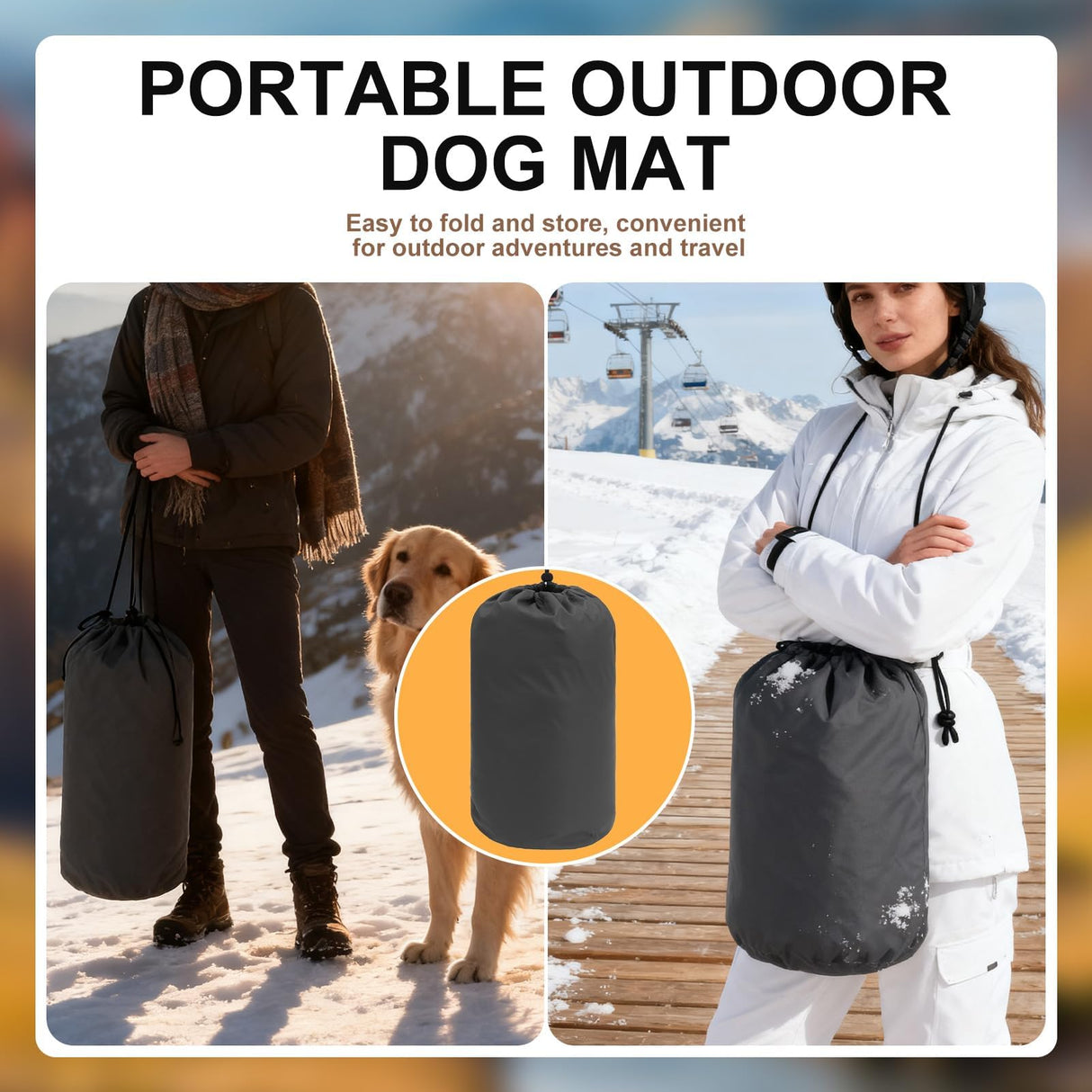 BINGPET Outdoor Travel Dog Bed for Large/Medium Dogs,Portable Waterproof Camping Mat with Carry Bag,Foldable Outside Bed,Machine Washable Indoor Pet Mat for Small,Medium and Large Dogs 35"x51"