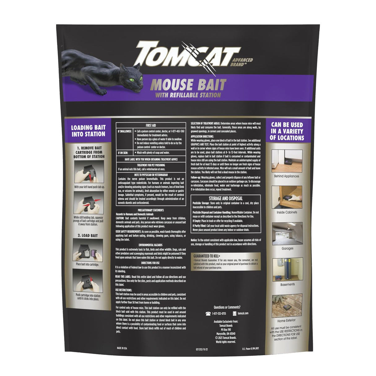 Tomcat Advanced Brand Mouse Bait with Refillable Station, Indoor and Outdoor Use, 1 Station and 12 Poison Block Refills