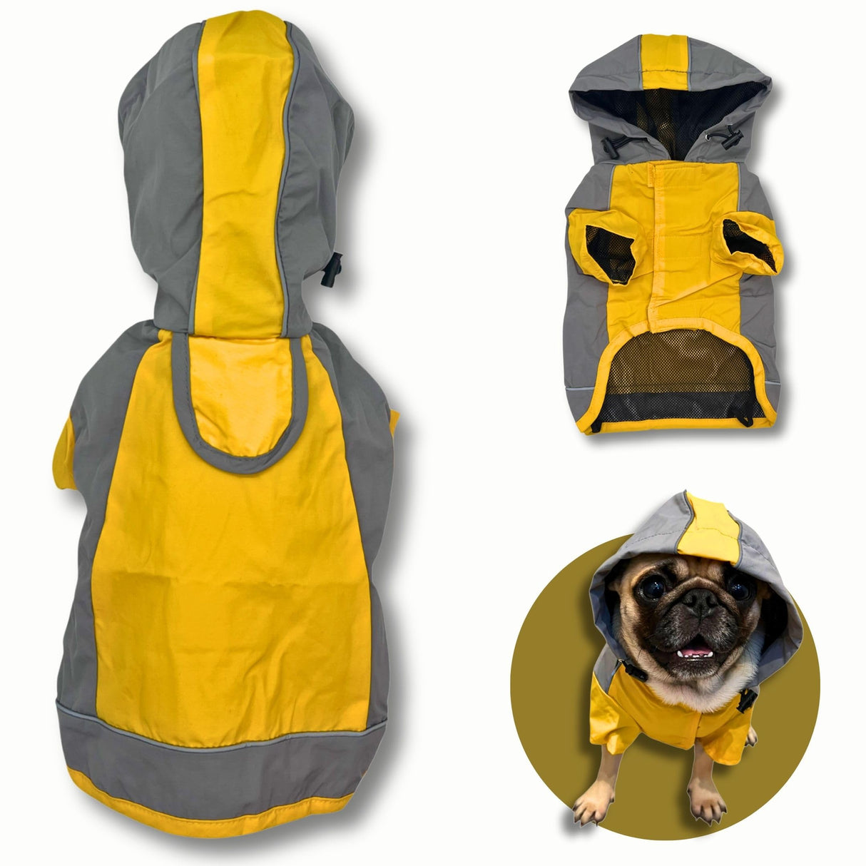 Pawcratean Dog Raincoat, Water Resistant, Adjustable, Cool Design (Yellow, XX-Large)