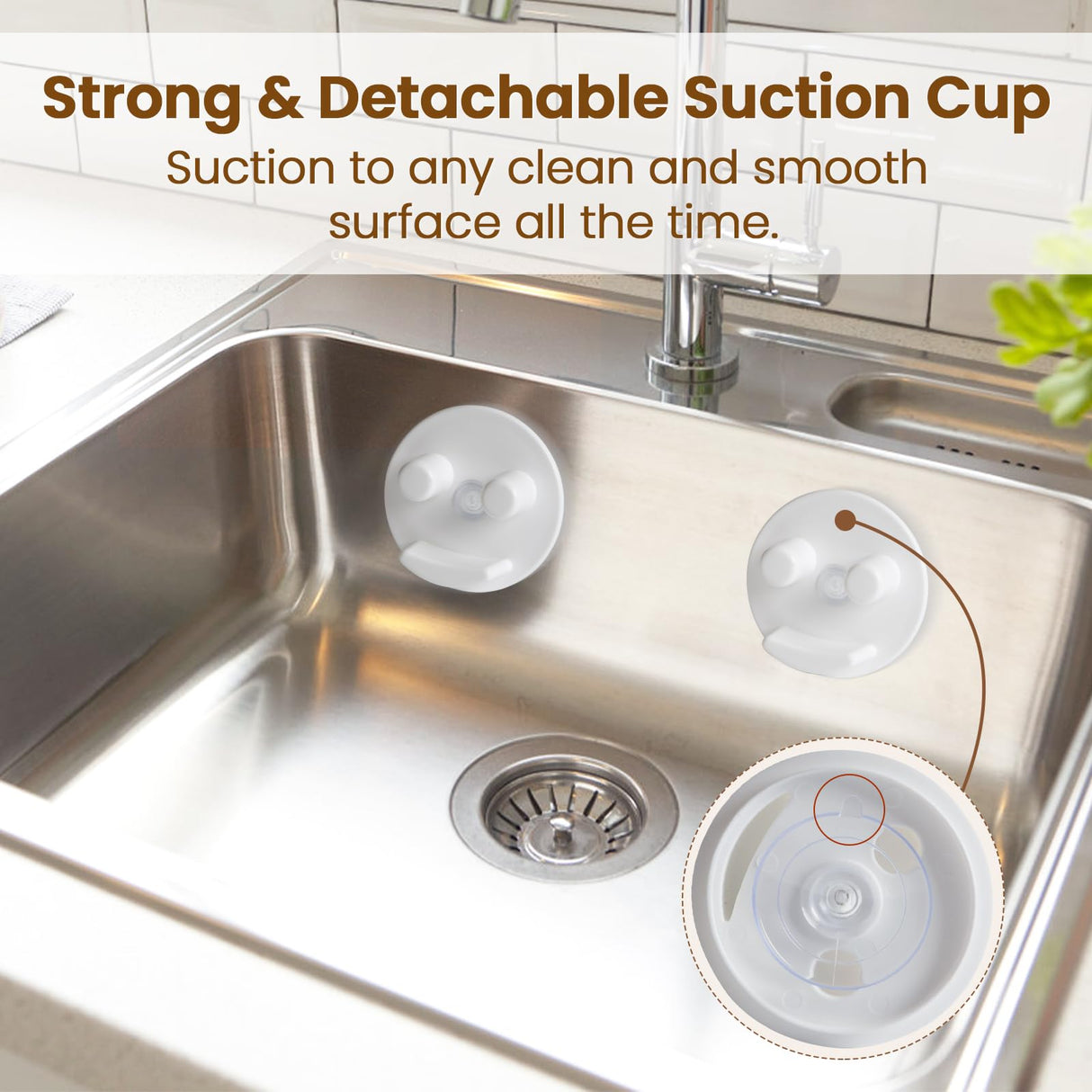 Sponge Holder, Sink Caddy w/Suction Cup Installation, Sponge Organizer for Kitchen/Bathroom Sink, Self Draining, Dishwasher Safe for Holding Sponges(Sponges Not Included), White(1-Pack)