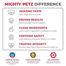 Load image into Gallery viewer, Mighty Petz MAX Cranberry for Dog UTI Treatment - MAX Strength Cranberry Supplement for Dogs + D-Mannose. Bladder Control for Dogs. Urinary Tract Care & Kidney Support Chews