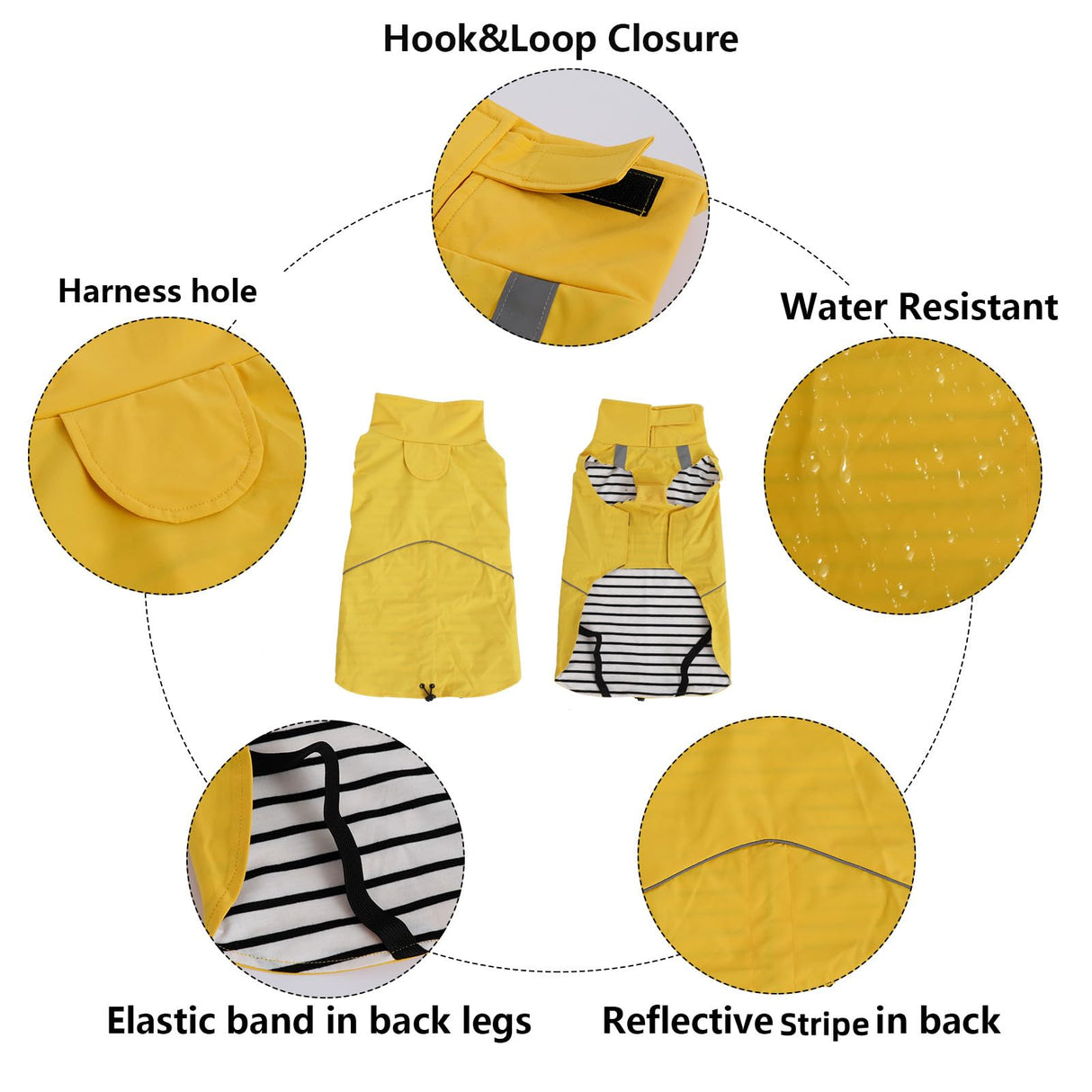 Dachshund Raincoat Weiner Dog Clothes Suitable for Dachshunds Corgi, Weiner, Dog Waterproof Coat with Reflective Stripe underbelly Protection - Yellow - S