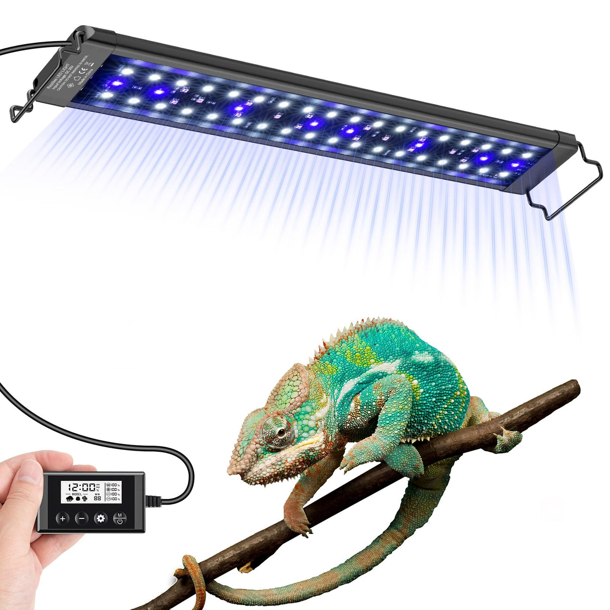 EnchOrch 18-Inch LED UVA UVB Light for Reptiles with Controller, Full Spectrum UVA & UVB Reptile Light with Auto 24-Hour Cycle Timer & 10 Dimmable for Bearded Dragons, Turtles, Frogs, Snakes, Plants