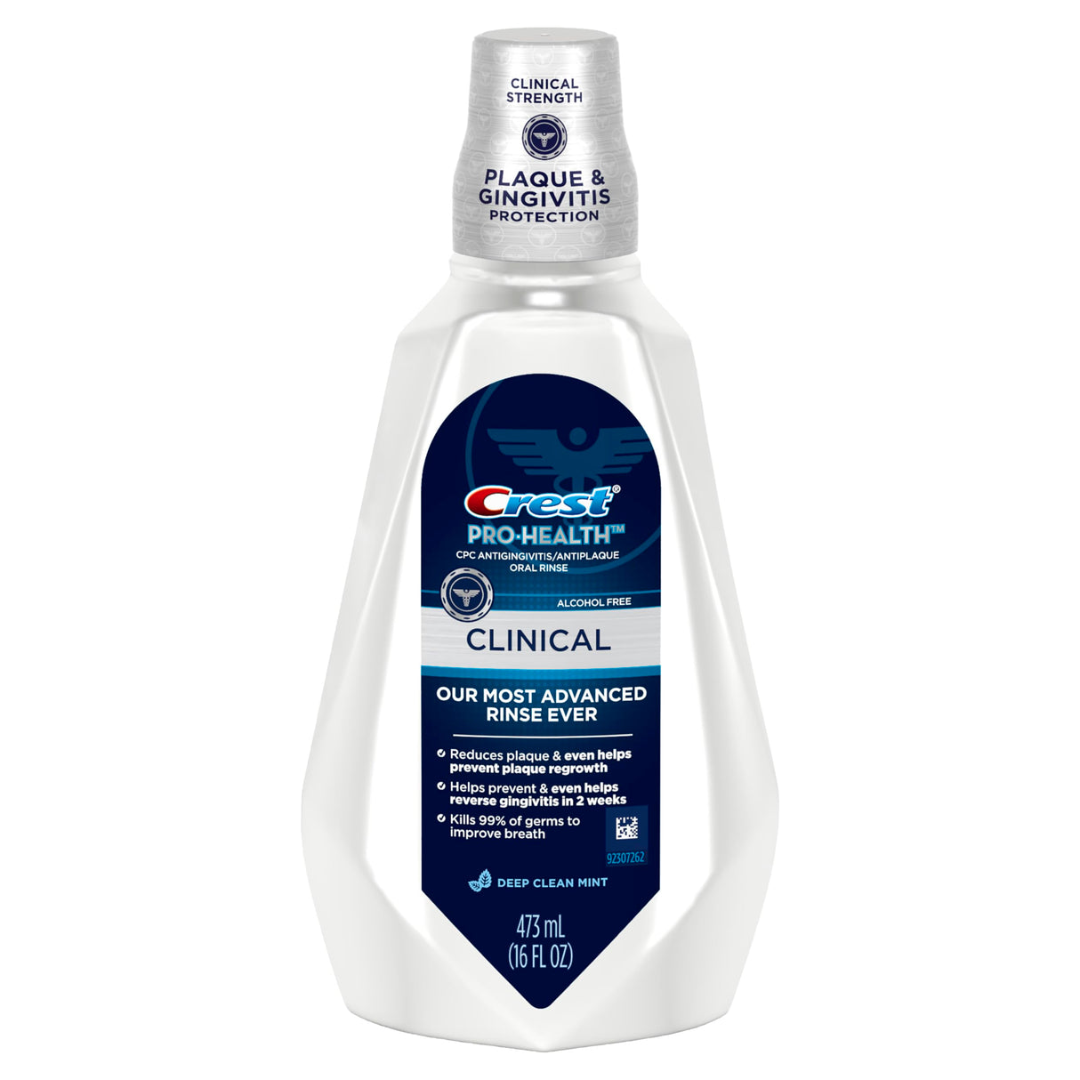 Crest Pro-Health Clinical Mouthwash with CPC, Alcohol Free, Gingivitis Treatment, Deep Clean Mint, 473 Ml (16 fl oz), 4 Count