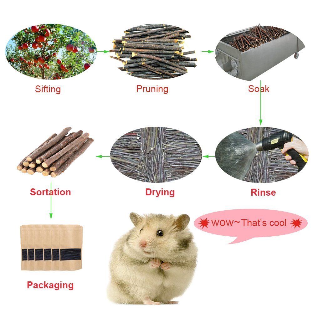 sharllen 500g(18oz) Apple Sticks Pet Chew Toys for Rabbits Chinchilla Guinea Pigs