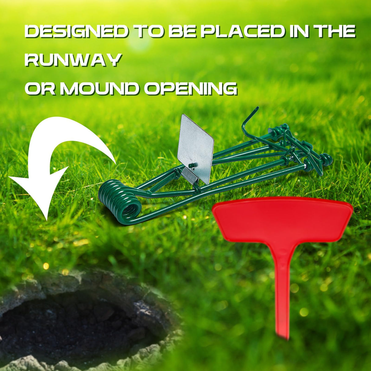 Kittmip 8 Pcs Outdoor Gopher Trap Easy to Set Mole Trap Weather Resistant Gopher Killer Vole Trap with 8 Pcs Red T Type Labels for Lawn Garden Farm (Green)