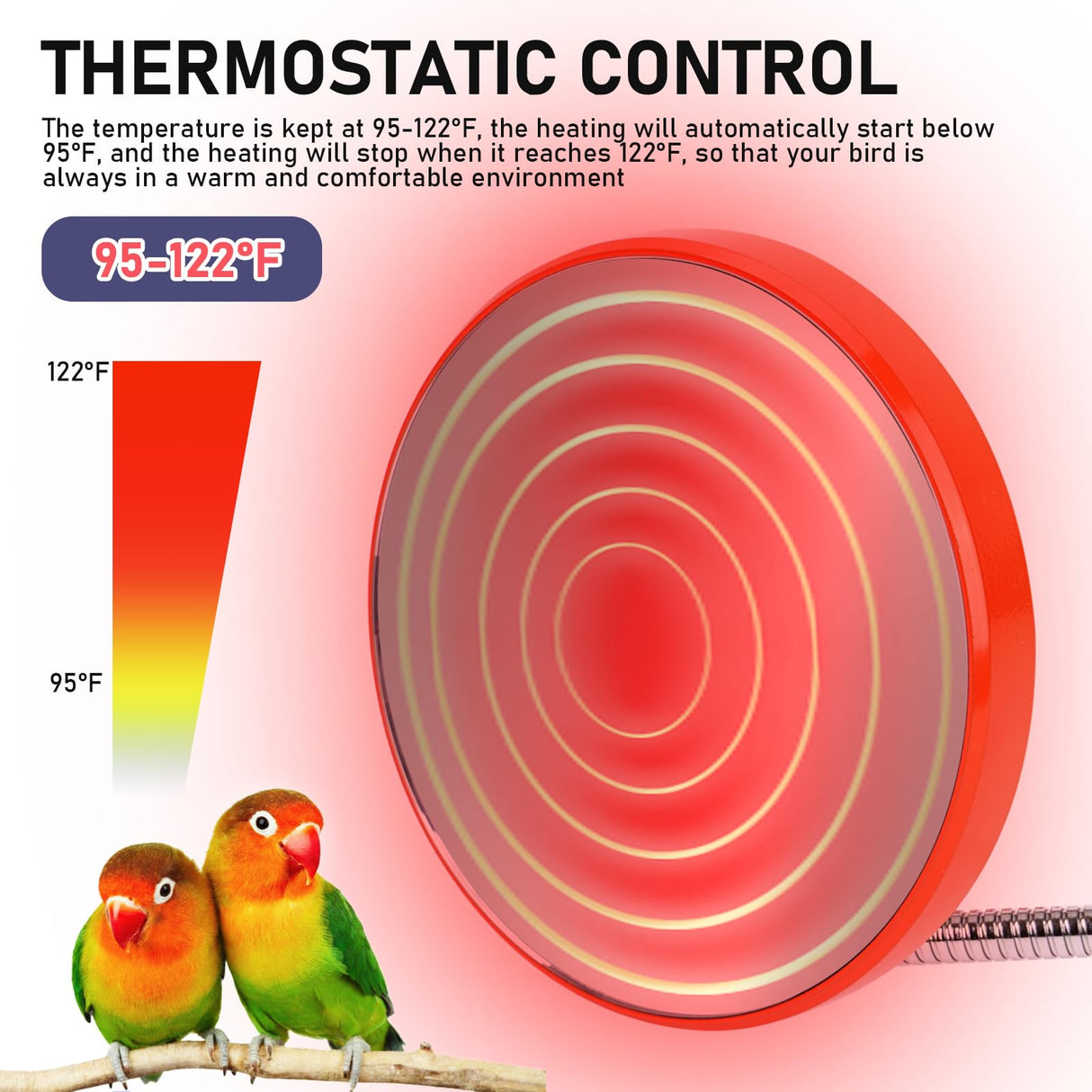 KHEARPSL Bird Heater for Cage, Bird Warmer with Mirror Birdcage Heater 12V Bird Heater Pad Bird Heating Plate for Conure Cockatiels Parrots Cocktail African Grays