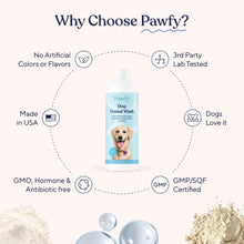 Load image into Gallery viewer, Pawfy Dog Breath Freshener with Specialized Dental Care Formula | Dog Teeth Cleaning & Mouthwash | Helps Freshen Dogs Breath with Easy Water Additive | Supports Plaque and Tartar Control