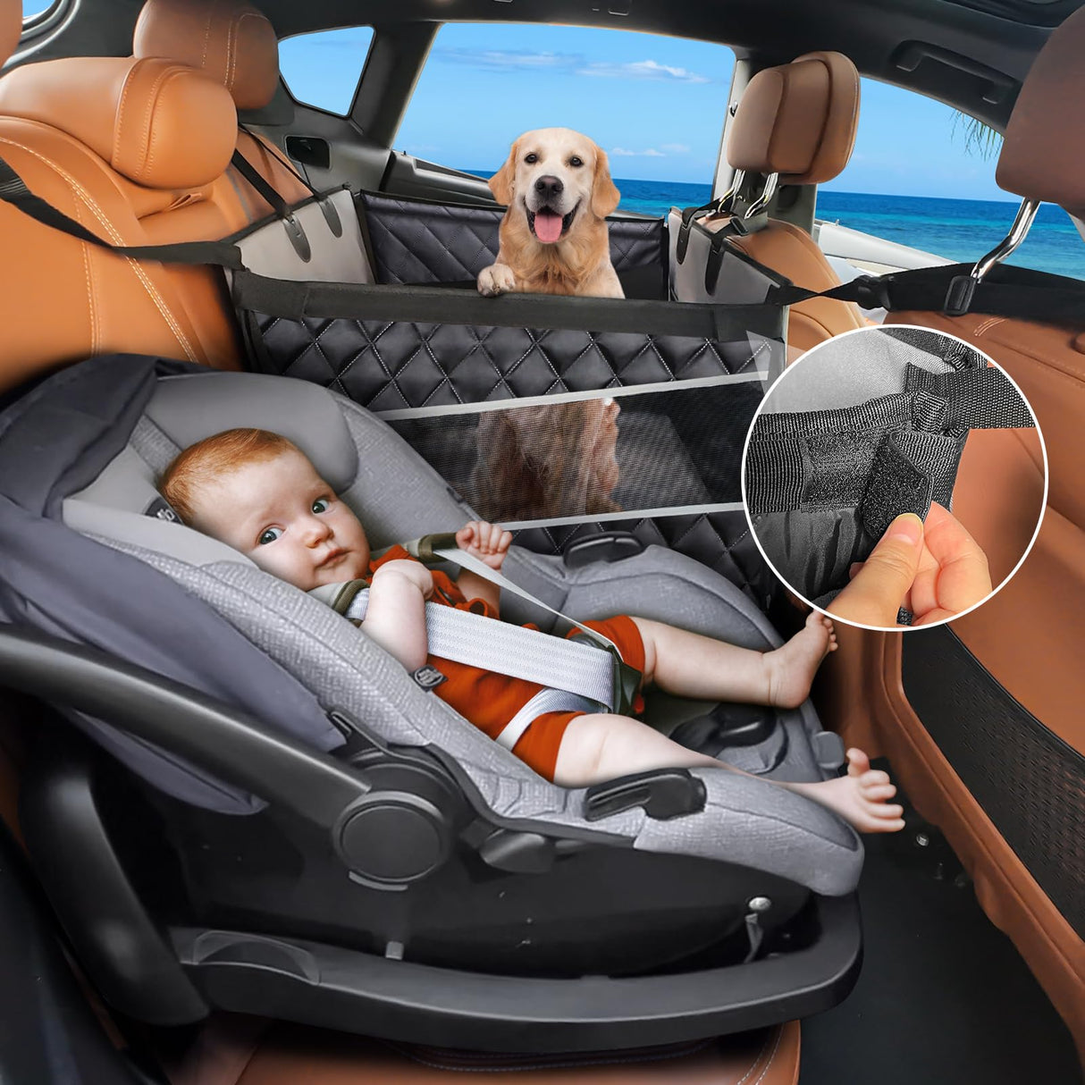 MIXJOY Dog Car Seat for Large Medium Dogs, Back Seat Extender for Pets, Waterproof Pet Carseat for Medium Sized Dog, Hammock for Pet, with Storage Pocket for Cars/SUV/Truck(L-28 * 22 * 20.5in)
