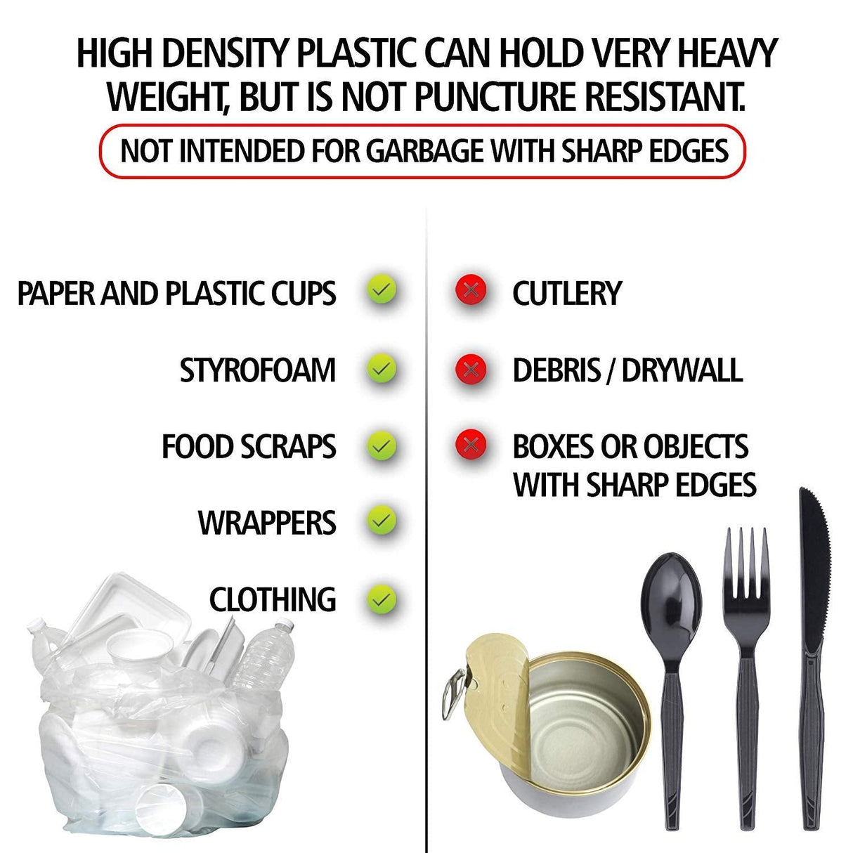 Aluf Plastics High Density Trash Bags, 12 Gallon, 1000 Count, 8 Micron (eq), 24" x 27", Clear, for Bathroom, Office, Industrial, Commercial, Janitorial, Municipal, Recycling