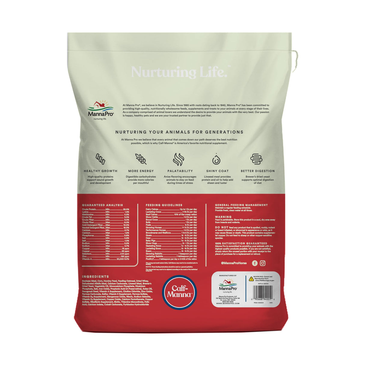 Manna Pro Calf-Manna, Multi-Species Performance Supplement for Livestock, Poultry, Cattle, Goats, Rabbits, Swine, Horses & Deer, High-Protein Animal Feed Additive for Growth, Weight Gain, 10 lb Bag