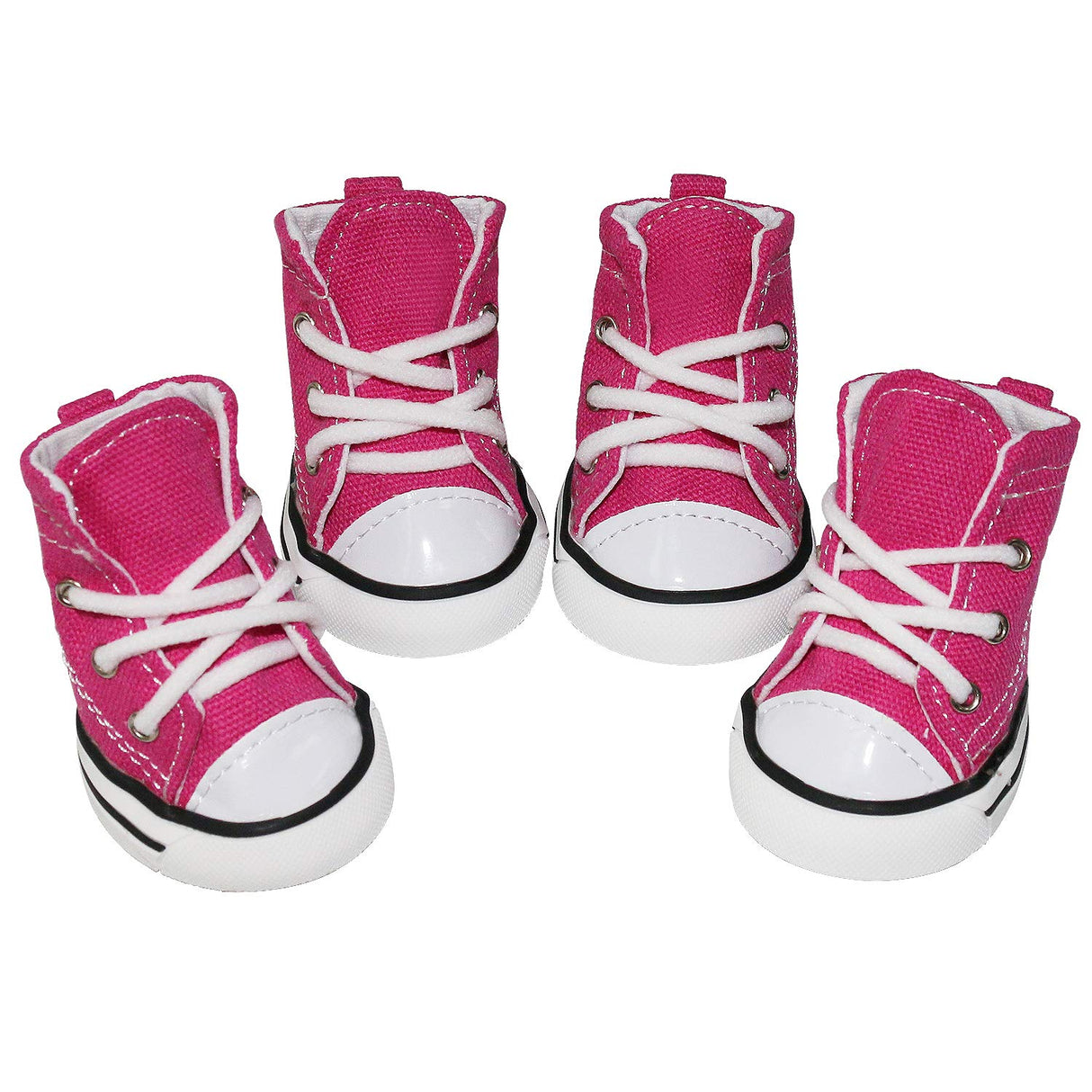 BESUNTEK Pet Dog Shoes,4pcs Puppy Canvas Sport Shoes Sneaker Boots, Non Slip Causal Shoes Dog & Cat Paw Protective Cover for Outdoor Walking, Sports and Hot Pavement, #3 Pink