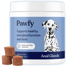 Load image into Gallery viewer, Pawfy Anal Gland Chews for Dogs with Peanut Butter | Dog Probiotics – Helps with Constipation, Digestive Health, and Gas Relief | Promotes Healthy Poops & Comfort - 30 Dog Supplements
