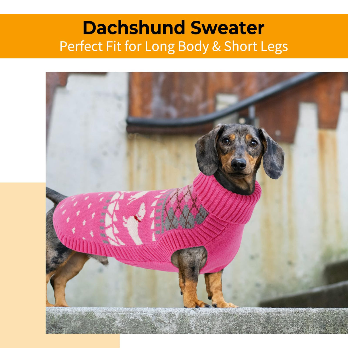 Lelepet Dachshund Sweater, Turtleneck Dog Sweaters for Small Dogs, Warm Pullover Knitted Pet Coat, Cold Weather Dachshund Clothes, Fall/Winter Cozy Outfit (XS-XL)