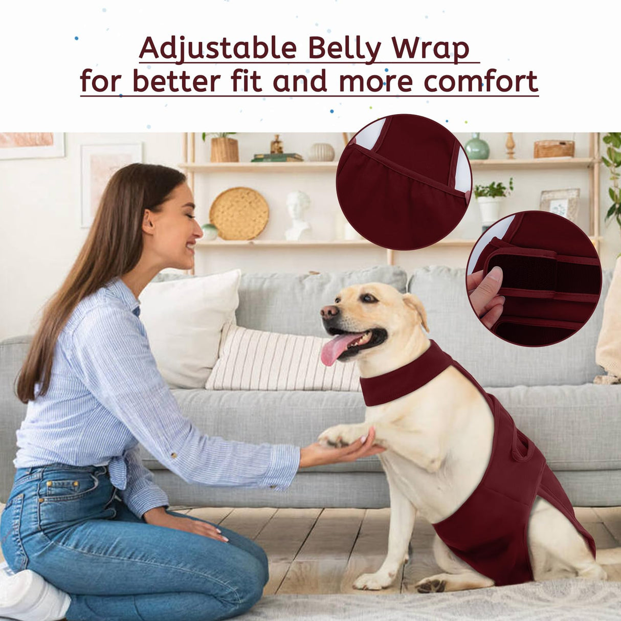 Leletail Dog Diapers Female Reusable Washable Period Diaper with Suspender,Adjustable Dog Panties Anti-Harassment, Doggie Diapers for Incontinence, Heat Cycles, or Senior Dogs(XS-XL