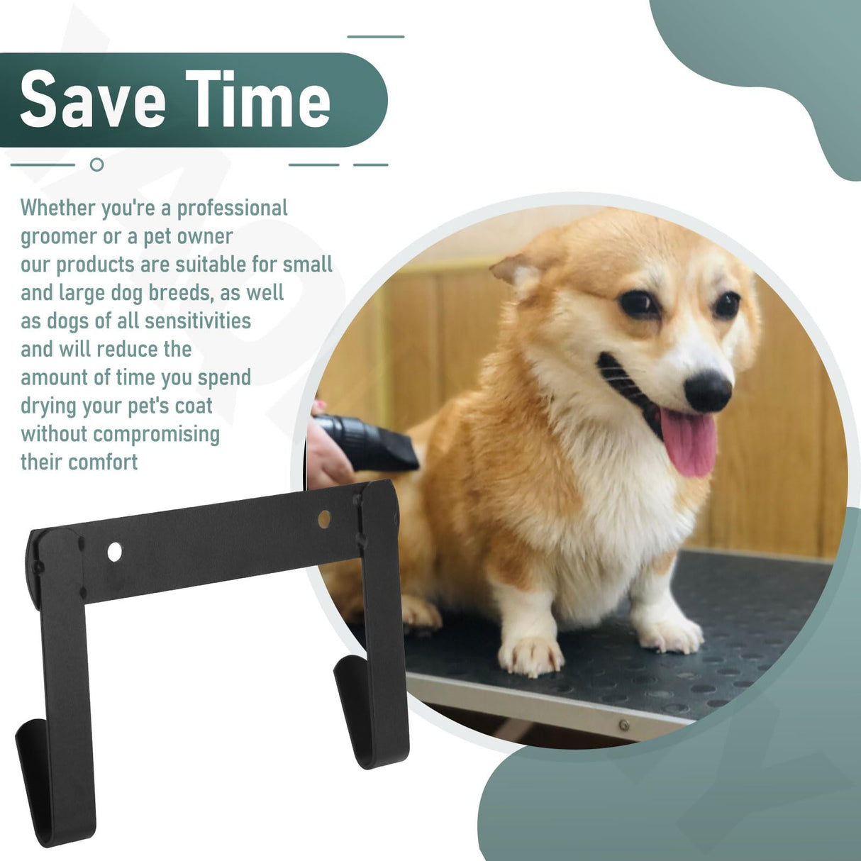 YAQINGMY Dryer Wall Mount Bracket/Heavy Duty Pet Hair Dryer Holder Compatible with K9 Dryers and Dog Grooming Station-DogGrooming Supplies/Accessories (Black)
