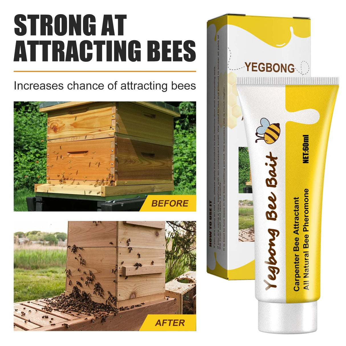Carpenter Bee Trap Lure, Naturally Attracts Bees to Your Hive,Farm Bee Traps to Attract Carpenter Bees to Your Traps Honey Bee Attractant (1pc)