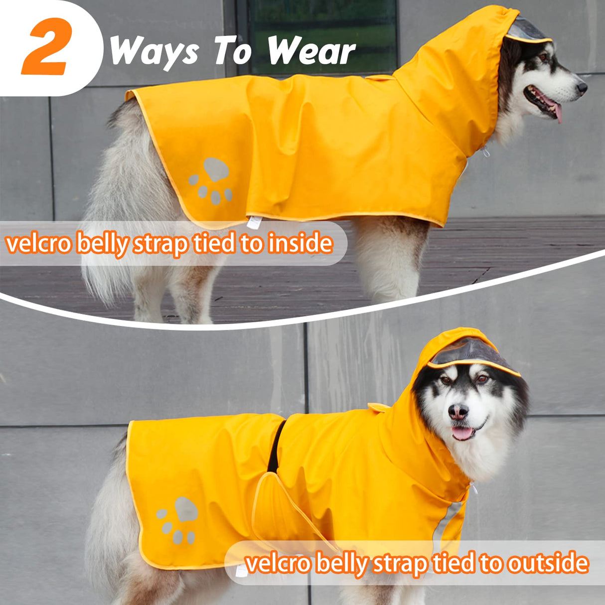 Dog Raincoat Hooded Slicker Poncho - Reflective Lightweight Pet Rain Jacket Coat,Dog Waterproof Raincoat with Adjustable Belly Strap for Small,Medium, Large Dogs
