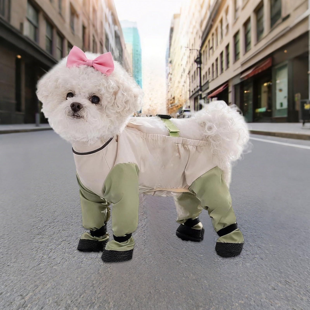 Dog Snowsuit, Reflective Soft Anti Dirt Dog Booties with Adjustable Suspender,Anti-Slip Anti-Dust Waterproof Dogs Rain Boots for Puppy Small Medium Dogs Hiking Walking Running Snow Outdoor Rainy
