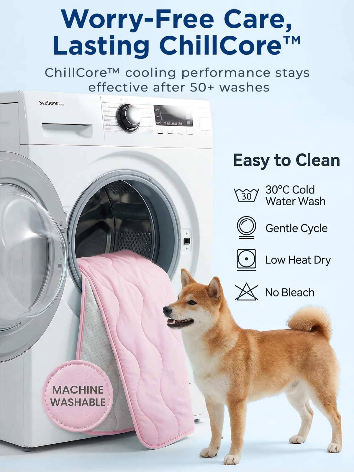 furrybaby Dog Cooling Mat for Medium Dogs, 30"x20" Self Cooling Pet Cooling Mat for Dogs & Cats, QMAX>0.5, Thickened Cool Fiber, Cooling pad for Dog Bed, Durable Portable Indoor/Outdoor Summer,Pink