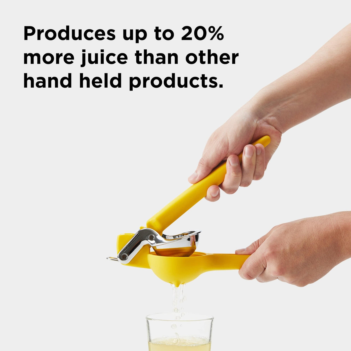 FreshForce Lemon Squeezer Citrus Juicer, Manual Hand Press with Dual-Gear Power for Maximum Juice Extraction, Durable, Yellow