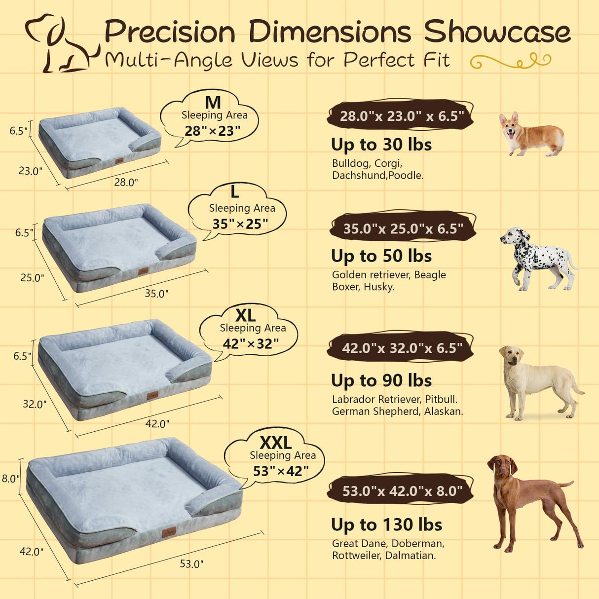 Orthopedic Dog Bed for Large Dogs, High-Density Supportive Memory Foam, Chew Proof Dog Bed,Waterproof Lining, Removable Washable Cover, Tear-Resistant & Non-Slip Sofa