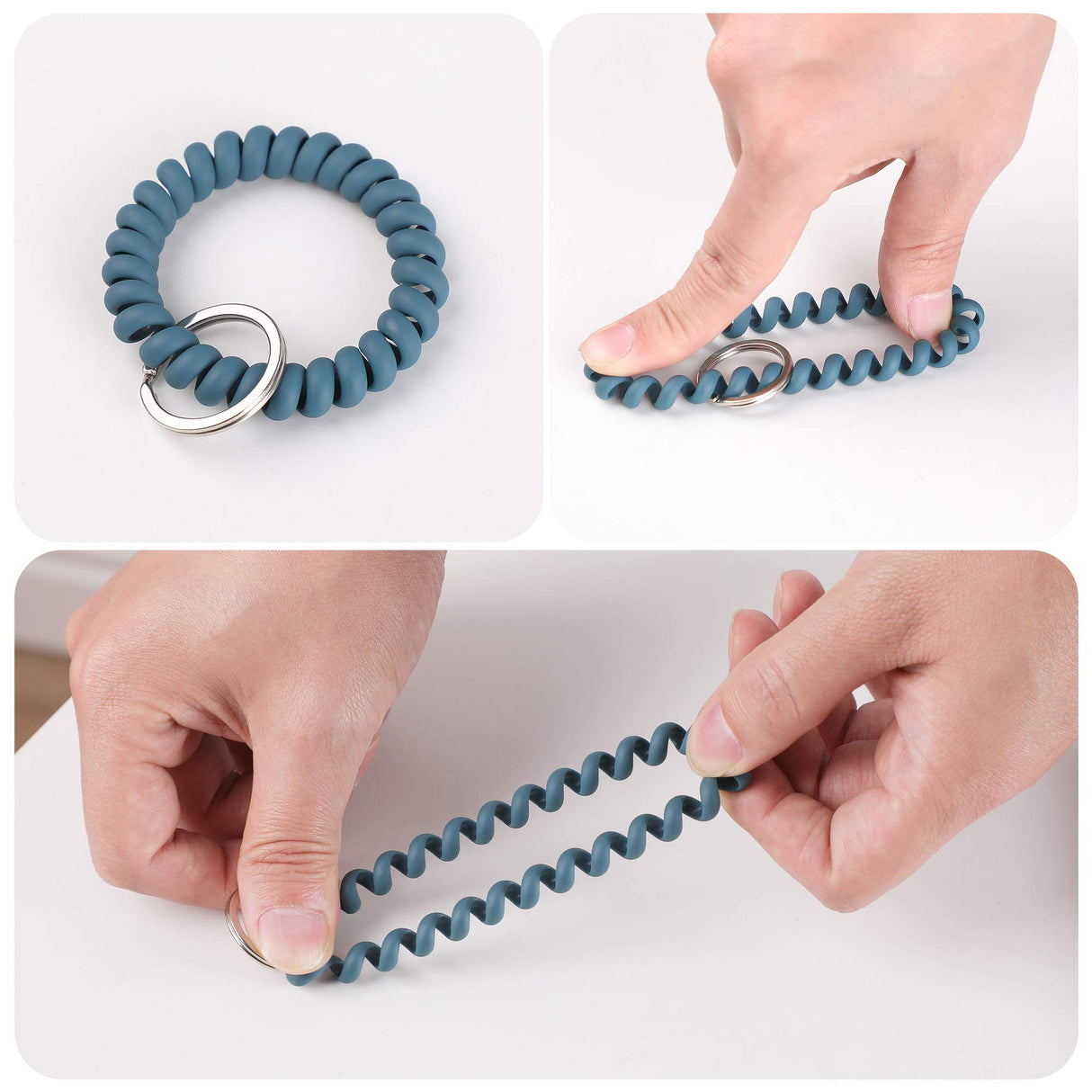 LGEGE 6PCS Stretchable Wristband Wristlet Keychain Wrist Key Chain Wristlet,Spring Flexible Spiral Wrist Coil Wrist Key Holder Key Ring for Sauna Gym Pool ID Badge and Outdoor Sports
