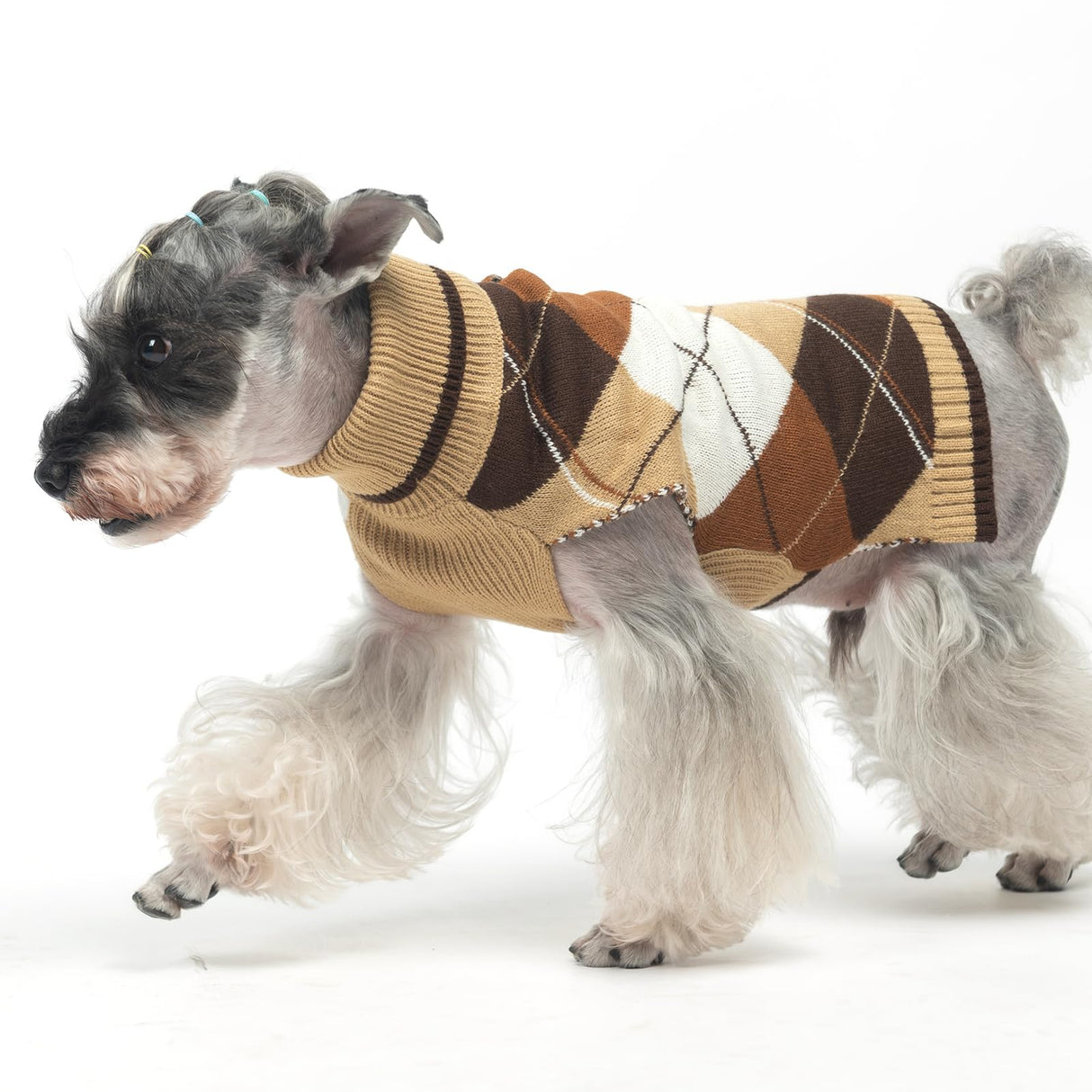 KOOLTAIL Dog Sweater Pet Knitted Clothes - Classic Plaid Pullover Turtleneck Thick Warm Fall Dog Sweaters with Leash Hole, Soft Winter Coats for Small Medium Large Dogs Cats Puppy Girls Boys, ML