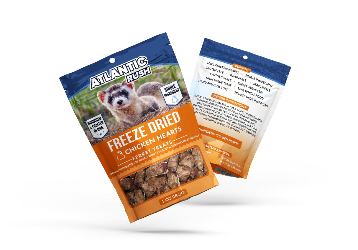 Freeze Dried Small Pet Treats - Resealable Bag of Treats for Ferrets - Ferret Snacks - Single Ingredient Ferret Food With No Preservatives Or Fillers- Small Animals Treats (1oz, chicken Heart)