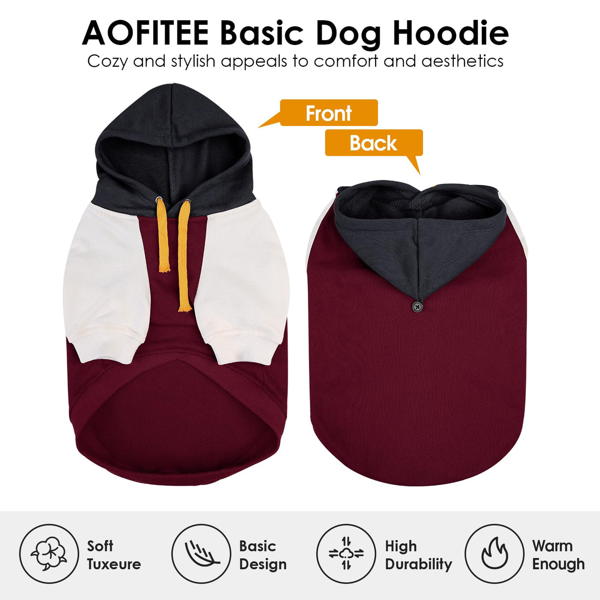 AOFITEE Extra Large Dog Hoodie, Basic Dog Hoodies for Fall Winter, Warm Hooded Dogs Sweater with Sleeves, Hooded Sweater for Boy Girl Dogs, Sweatshirt Pullover for Weimaraner, Golden Retriever