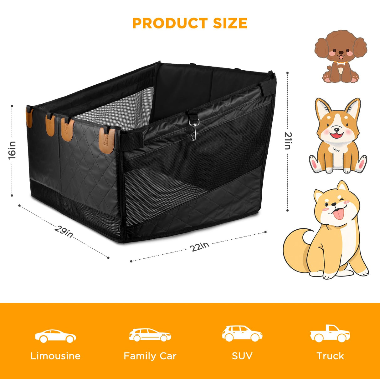BONTHEE Back Seat Extender for Dogs,Hard Bottom Dog Car Seat Cover for Back Seat Holds 400lbs,Waterproof Anti-Scratch PU Leather Backseat Extender for Dogs,Dog Hammock for Car SUV Truck
