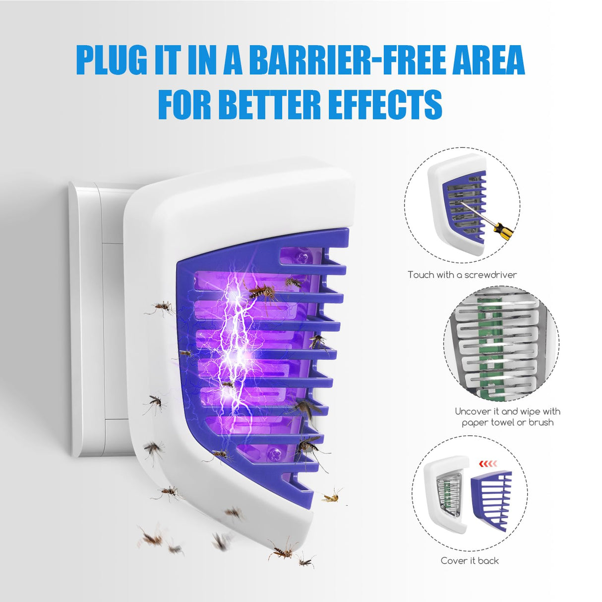 2PCS Bug Zapper Indoor Plug in Mosquito Killer Trap Zapper,Electric Portable Home Flying Insects Trap Zapper with UV Lights Pest Attractant Lamp for Office,Living Room,Bedroom,Kitchen